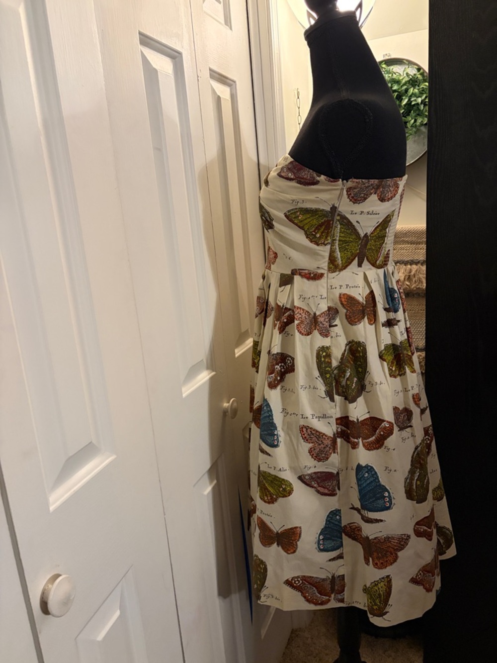 Maeve Cream Strapless Midi Dress with Multicolored Butterfly Print - Picture 3 of 8